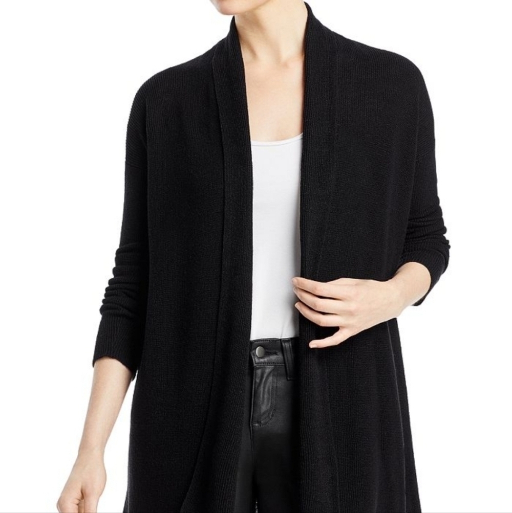 Eileen Fisher black wool oversized cardigan sz XS $248
